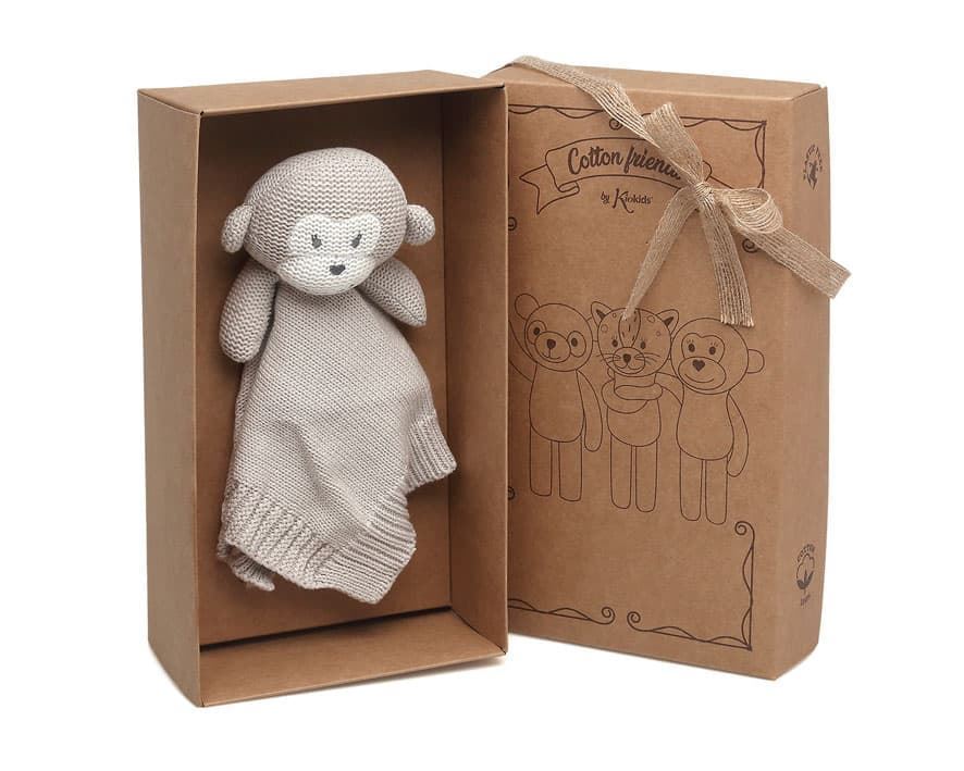 Doudou Mono Gris de Algodón “Cotton Friends” – Ecofriendly - Imagen 3
